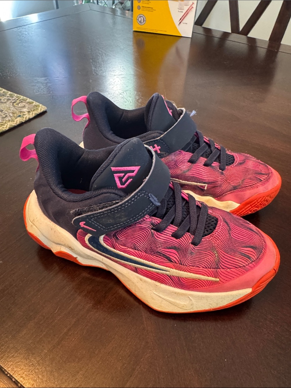 Nike Kids Pink and Navy Sneakers with Coral Accents